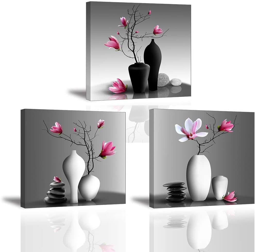 Quadri moderni fiori, quadro su tela vaso di fiori