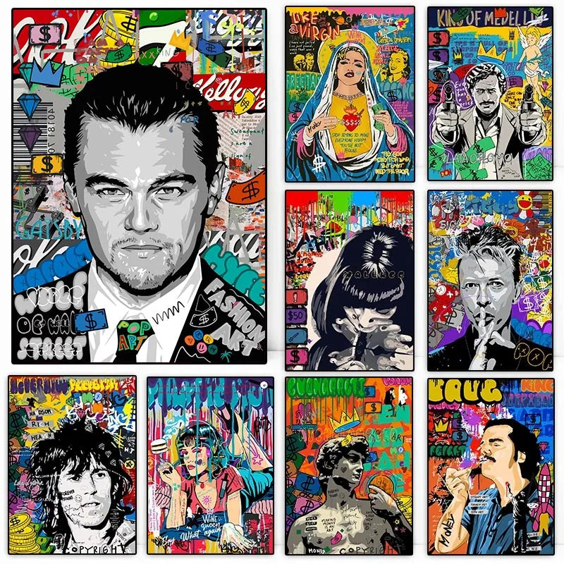 Graffiti Pop Canvas Painting Scarface Street Movie Wall Art Mona Lisa Abstract Protrait Posters And Prints Home Decor Mural