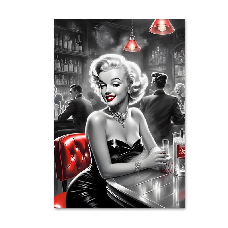Fashion Beauty Canvas Poster Printing, Classic Retro Canvas Wall Art for Living Room Bedroom Coffee Shop Office Home Decoration
