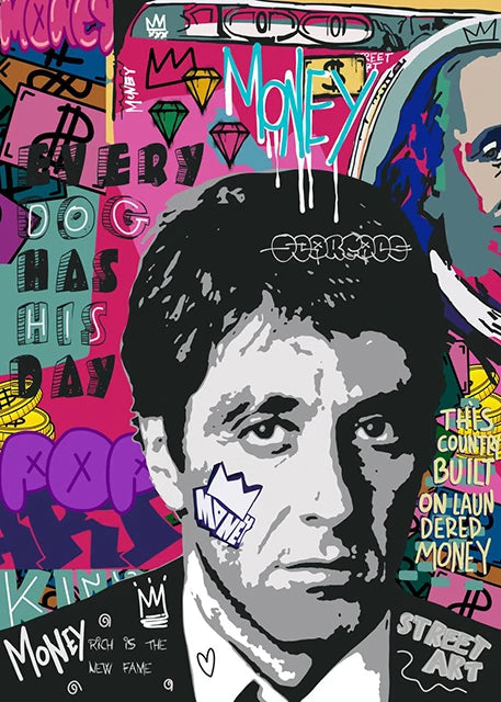 Graffiti Pop Canvas Painting Scarface Street Movie Wall Art Mona Lisa Abstract Protrait Posters And Prints Home Decor Mural