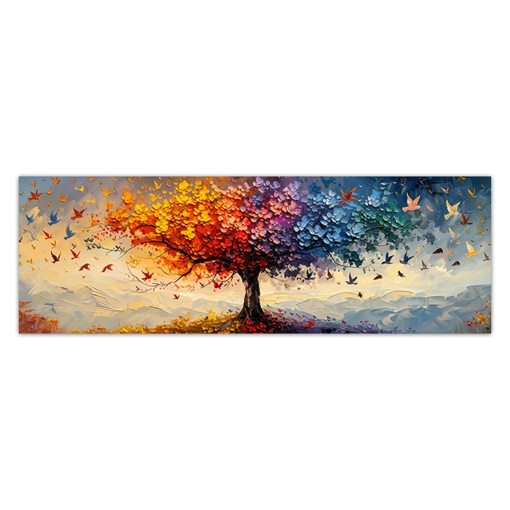 Oversized Tree of Life Canvas Art Printing Abstract Multicolor Butterfly Wall Art Prints for Living Room Bedroom Decor Frameless