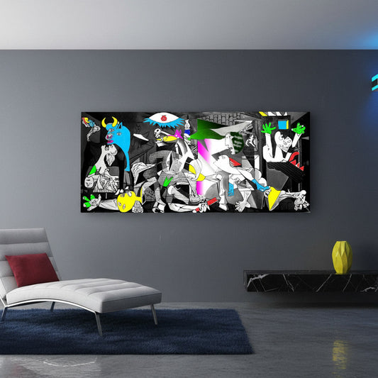Quadro Guernica Colorato – Rivisitazione Moderna dell’Opera di Picasso su Tela HD