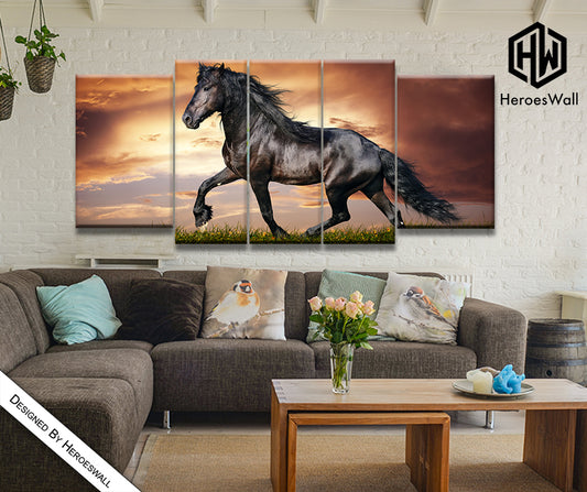 🐎 Quadro Cavallo Frisone – Eleganza Animale su Tela Moderna