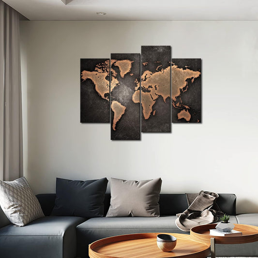 Quadro Mappamondo Moderno – Cartina Geografica in Stile Vintage - Urban