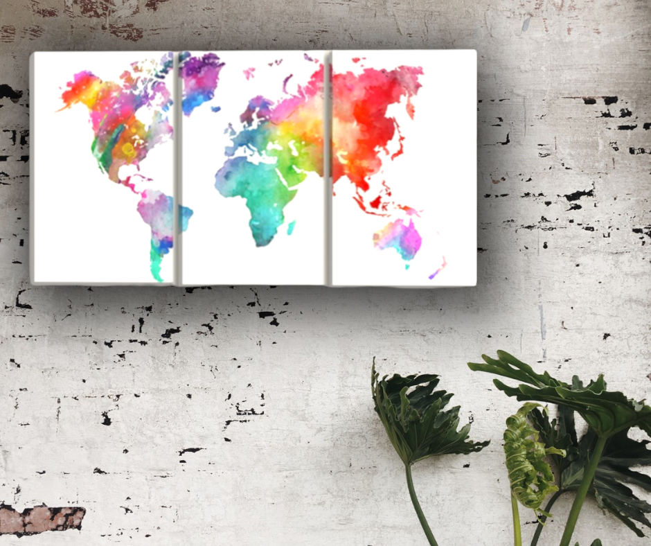 Mappamondo colorato || cartina geografica arcobaleno || Quadri moderni