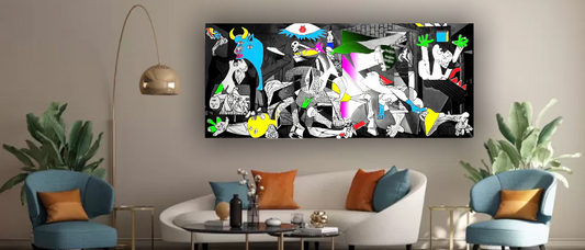 Quadro Guernica Colorato – Rivisitazione Moderna dell’Opera di Picasso su Tela HD