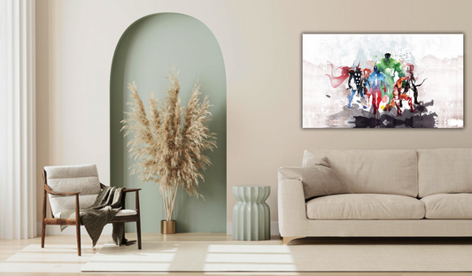 🦸 Quadri Supereroi Marvel Avengers acquarello – Stampa su Tela HD Pronta da Appendere