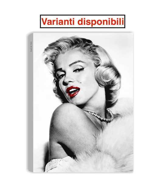 Quadri Marilyn Monroe || Labbra Rosse || Quadro Moderno Soggiorno Camera da Letto Cucina Stampa su Tela da Parete Bianco Nero