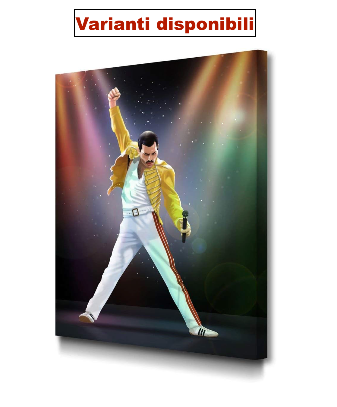 Quadro Pop Art di Freddie Mercury su tela moderna, ideale per arredamento contemporaneo