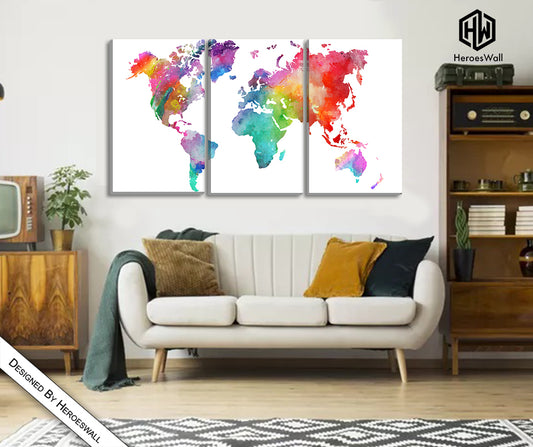 Mappamondo colorato || cartina geografica arcobaleno || Quadri moderni