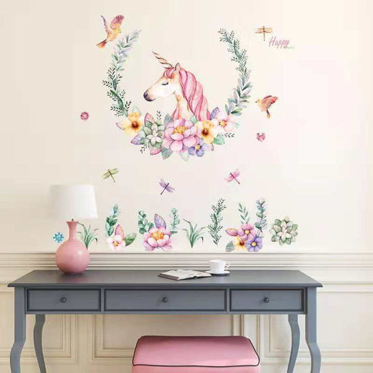 Adesivi murali 3D da parete, ANIMALI, unicorno arcobaleno, WALL STICKERS per bambini per camera per soggiorno per sala da pranzo