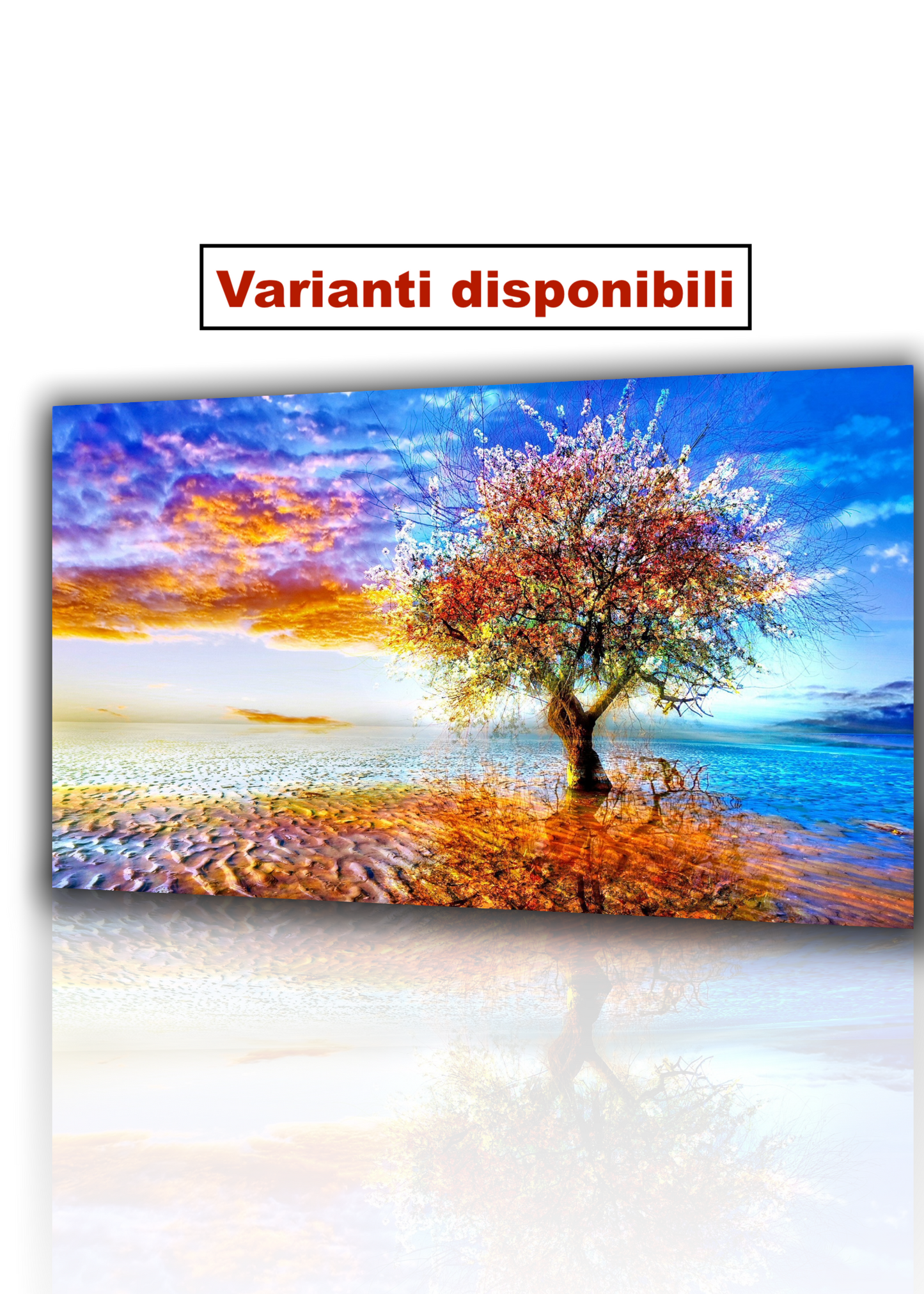 Quadro moderno paesaggio astratto fantasy su tela 70x50 cm con cornice – stampa decorativa per soggiorno, camera da letto o ufficio