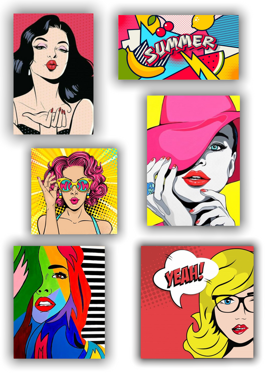 Quadro pop art astratto in stile cartoon, stampa su tela moderna con cornice per arredamento creativo e colorato