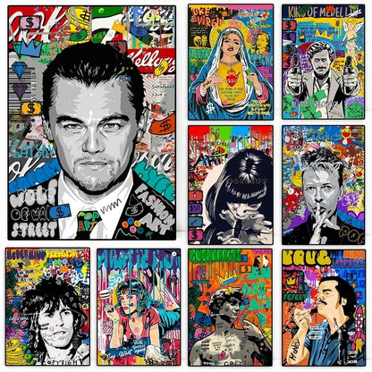 Graffiti Pop Canvas Painting Scarface Street Movie Wall Art Mona Lisa Abstract Protrait Posters And Prints Home Decor Mural