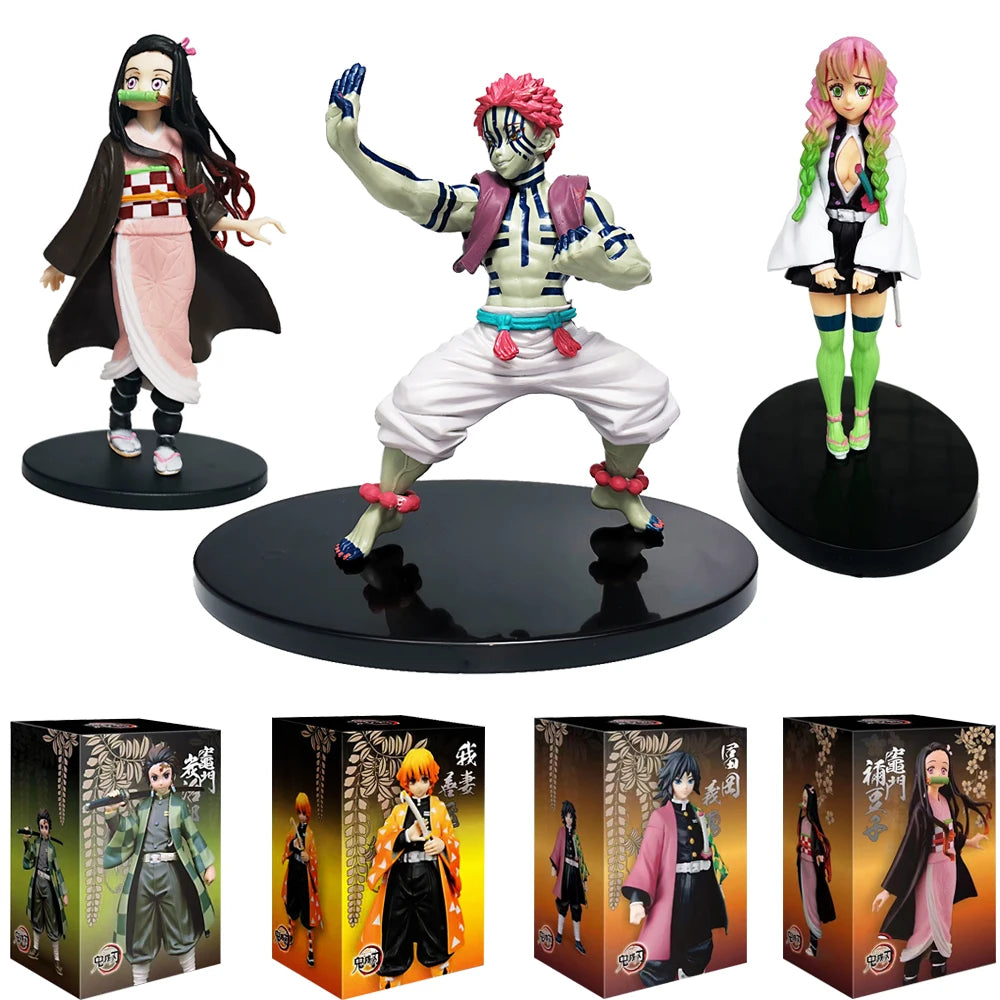 Anime Kamado Tanjirou Nezuko Demon Slayer || statuette || action figures cartoon || statue anime Figure Action Figures PVC Figurine Inosuke Kimetsu