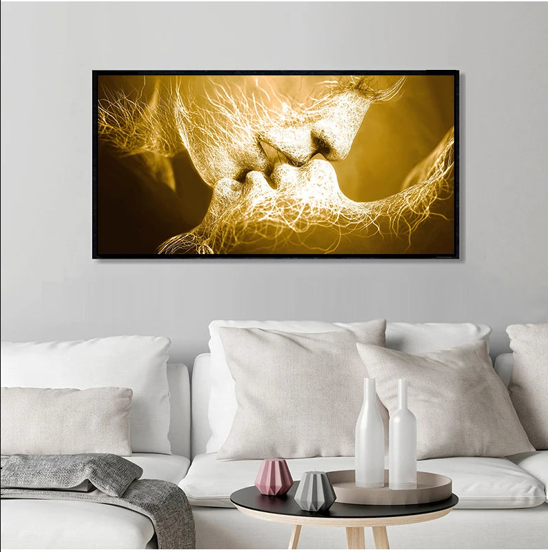 Black Love Kiss Canvas Painting Abstract Print Poster Pictures Home Bedroom Living Room Decoration Wall Art