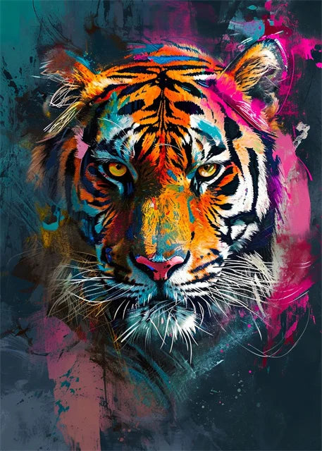 Abstract Animals Cat Lion Graffiti Art Canvas Painting Colorful Animal Wall Art Poster Prints Pictures Cuadros Living Room Decor