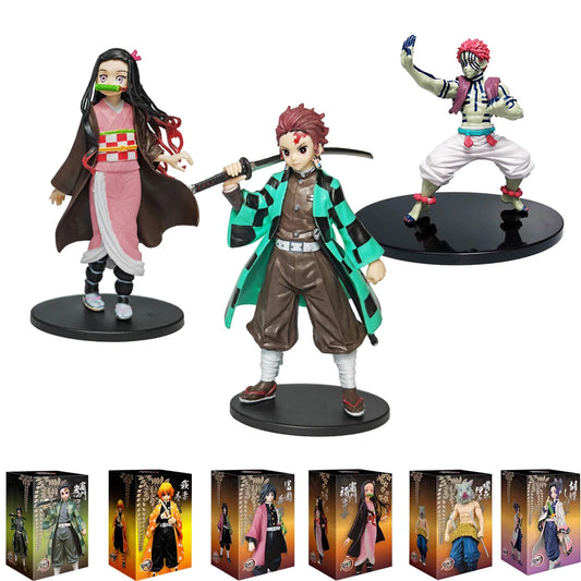 Anime Kamado Tanjirou Nezuko Demon Slayer || statuette || action figures cartoon || statue anime Figure Action Figures PVC Figurine Inosuke Kimetsu