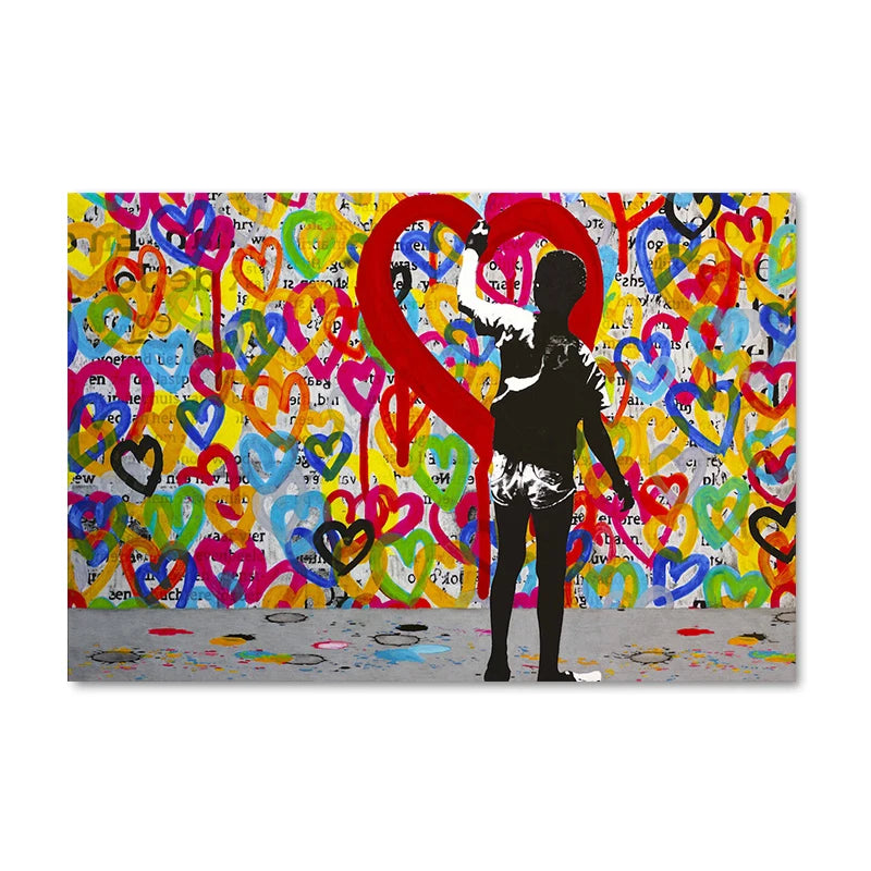 Banksy Graffiti Artwork Balloon Girl Canvas Paintings Modern Street Pop Art Never Give Up Wall Poster Prints for Room Home Decor