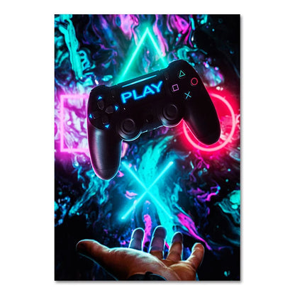 Canvas Paintings Gaming Room Gamepad Punk Style Posters and Prints Wall Art Pictures Gamer Gift for Boys Children Room Decor