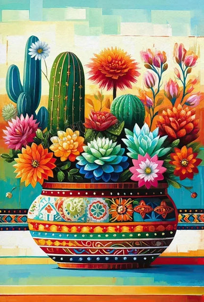 Vintage Mexican Folk Dance and Cacti Floral Landscape Canvas Poster  Artistic Wall Art for Home Decor Room Decoration TravelInsp