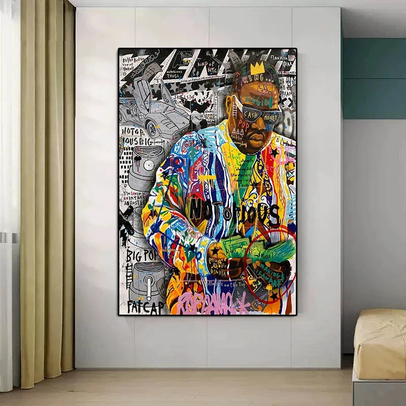 Abstract Graffiti Art Singer Tupac Hip Hop Portrait Poster Canvas Painting Print Rapper Wall Picture Cuadros for Room Home Decor