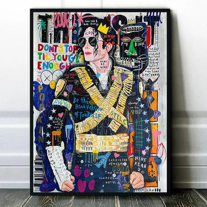 Pop Street Graffiti Wall Art Famous Singer Jackson HD Oil On Canvas Posters And Prints Living Room Bedroom Decoration Gifts