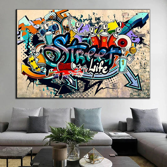 Quadro Banksy Street Art – Sneakers e Bambina con Palloncino – Stampa Pop Art su Tela Moderna