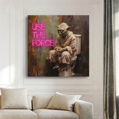 Funny Bathroom Art Poster Disney Yoda Wall Art Canvas Painting Prints Altered Vintage Art Painting Bathroom Toilet Wall Decor