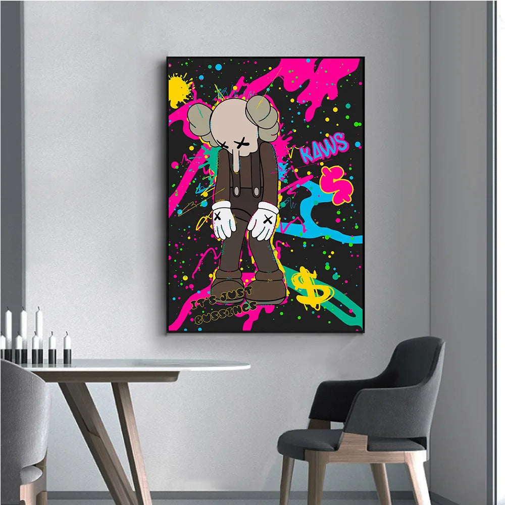 Street Graffiti Abstract Trendy Violent Teddy Bear Wall Art Prints Poster Living Room Home Decor Canvas Painting Murals Pictures