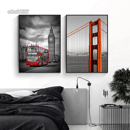 Black White Beautiful City New York London Paris Eiffel Tower Photography Art Posters Canvas Painting Fashion Home Decor Mural