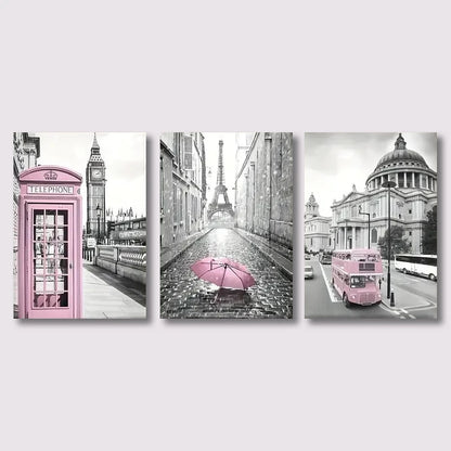 3pcs Modern Art Canvas Poster Eiffel Tower Girls Bedroom Decoration Lightpink Paris Theme Wall Art Living Room Corridor Decor