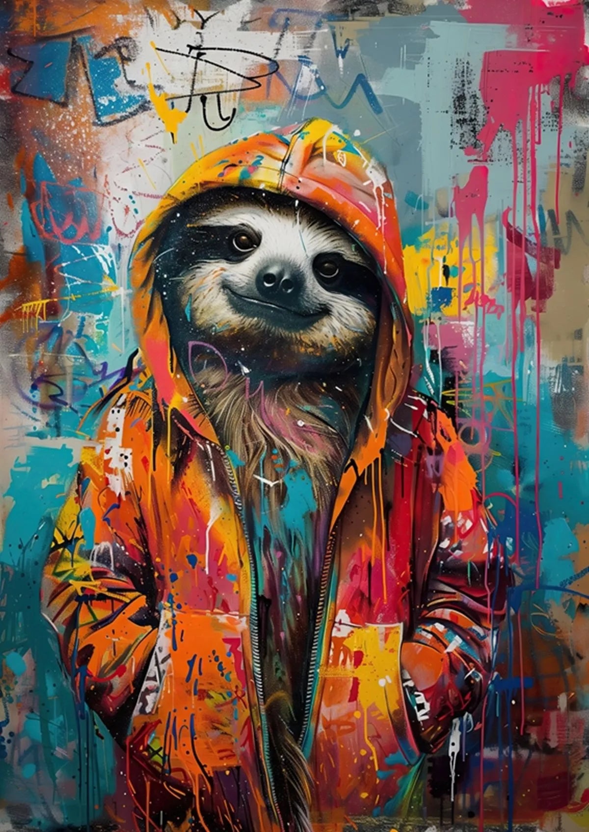 Banksy Pop Street Graffiti Wall Art Animal Canvas Posters and Prints Panda Dog Raccoon Painting for Living Room Decor Picture