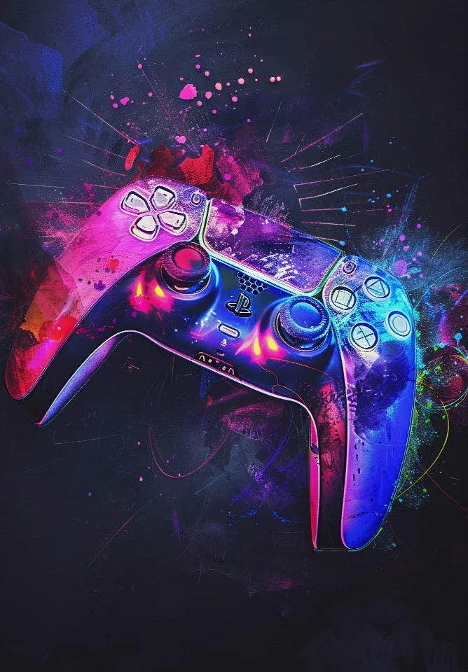 Watercolor Neon Video Game Posters XBOX Prints GamePad Headset Canvas Painting Gaming Wall Art Boys Gamer Room Home Decor