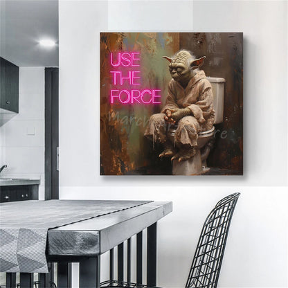 Funny Bathroom Art Poster Disney Yoda Wall Art Canvas Painting Prints Altered Vintage Art Painting Bathroom Toilet Wall Decor