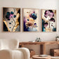 3pcs Posters Dreamy Flowers Purple Cyan Gold Canvas Poster Modern Art Ideal Gift for Bedroom Living Room Corridor Wall Decor