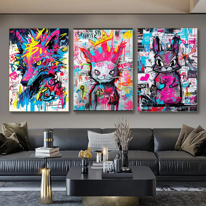 Animation Room Decor Animals Decoration Wall Art Coloured Home Decorations Canvas Painting Graffiti Cartoon Painted Decororation