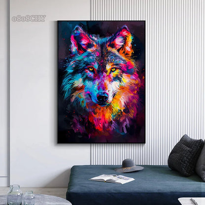 Abstract Animals Cat Lion Graffiti Art Canvas Painting Colorful Animal Wall Art Poster Prints Pictures Cuadros Living Room Decor