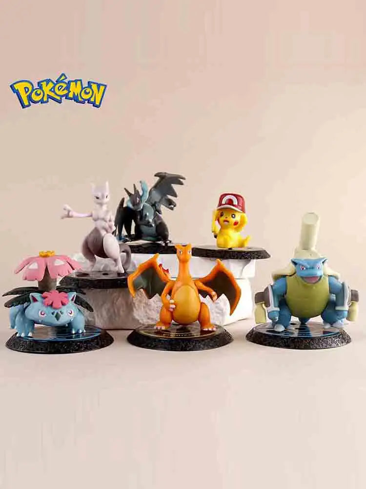 Pokemon 6 pezzi /Set Anime Action Figure Pikachu 6-7cm || Charizard Blastoise Squirtle Bulbasaur mewtwoo