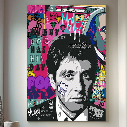 Graffiti Pop Canvas Painting Scarface Street Movie Wall Art Mona Lisa Abstract Protrait Posters And Prints Home Decor Mural
