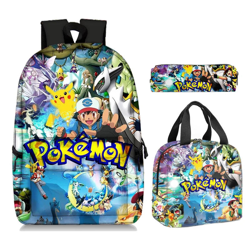 Pokemon || Borsa zaino da scuola per bambini || zaino  Pikachu || Borsa da viaggio per studenti di grande capacità