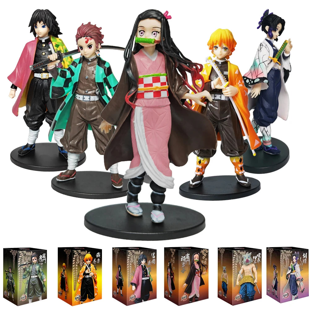 Anime Kamado Tanjirou Nezuko Demon Slayer || statuette || action figures cartoon || statue anime Figure Action Figures PVC Figurine Inosuke Kimetsu