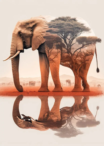 Vintage Elephants Sunset Landscape Wild Elephant Animal Art Posters Canvas Painting Wall Prints Pictures Living Room Home Decor