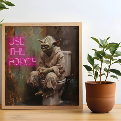 Funny Bathroom Art Poster Disney Yoda Wall Art Canvas Painting Prints Altered Vintage Art Painting Bathroom Toilet Wall Decor
