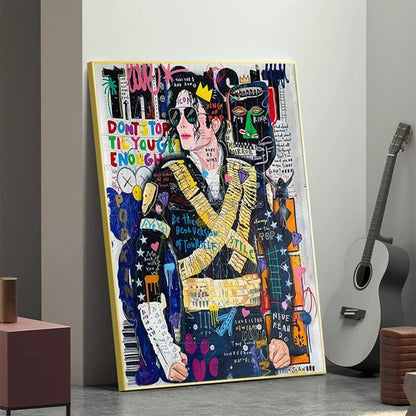 Pop Street Graffiti Wall Art Famous Singer Jackson HD Oil On Canvas Posters And Prints Living Room Bedroom Decoration Gifts