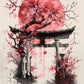 Japanese Landscape Samurai Geisha Bonsai Torii Gate Sakura Art Poster Canvas Painting Wall Prints Picture for Room Home Decor