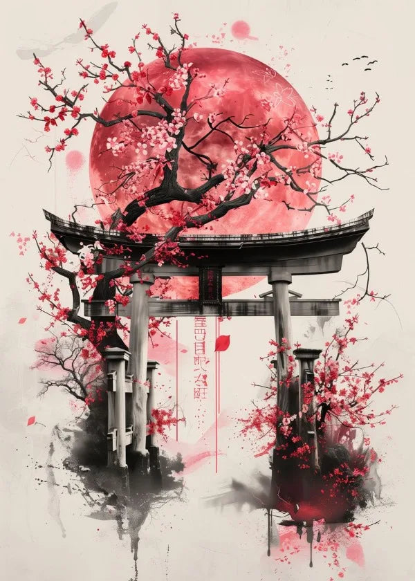 Japanese Landscape Samurai Geisha Bonsai Torii Gate Sakura Art Poster Canvas Painting Wall Prints Picture for Room Home Decor