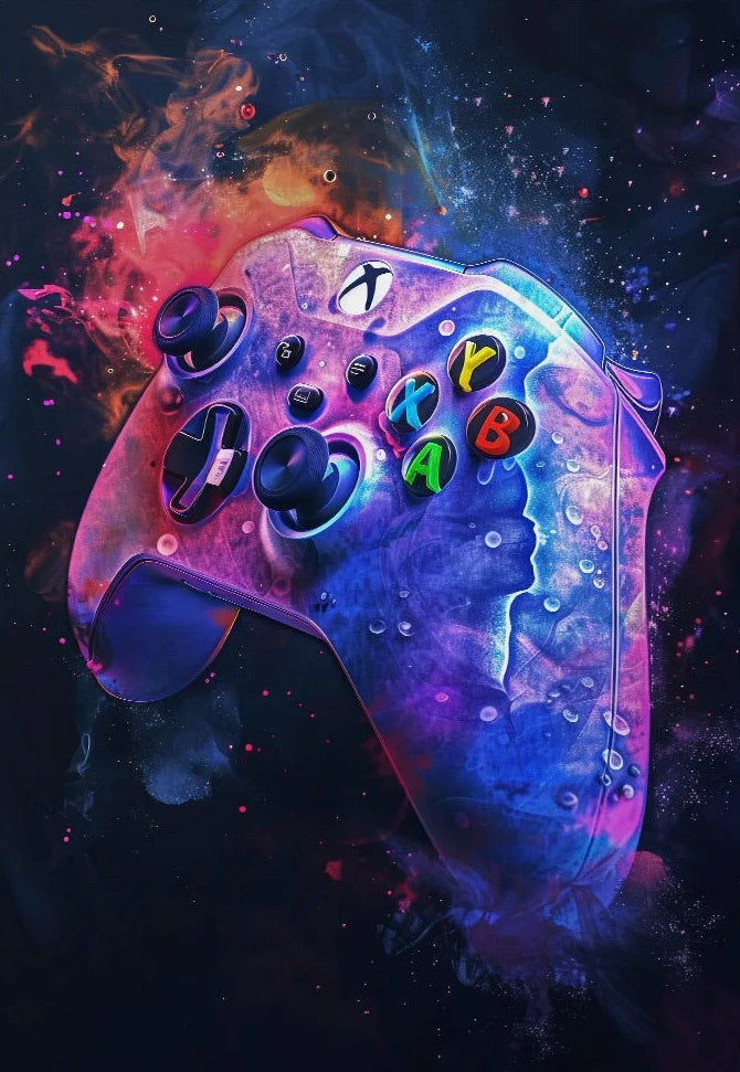 Watercolor Neon Video Game Posters XBOX Prints GamePad Headset Canvas Painting Gaming Wall Art Boys Gamer Room Home Decor