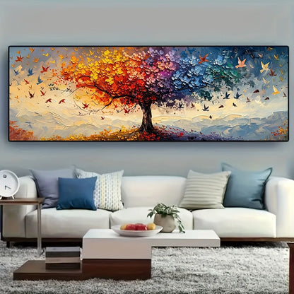 Oversized Tree of Life Canvas Art Printing Abstract Multicolor Butterfly Wall Art Prints for Living Room Bedroom Decor Frameless