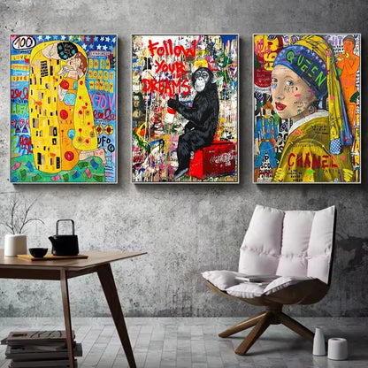 🎨 Quadro Graffiti Astratto Street Art – Stampa Moderna Colorata per Arredo Creativo